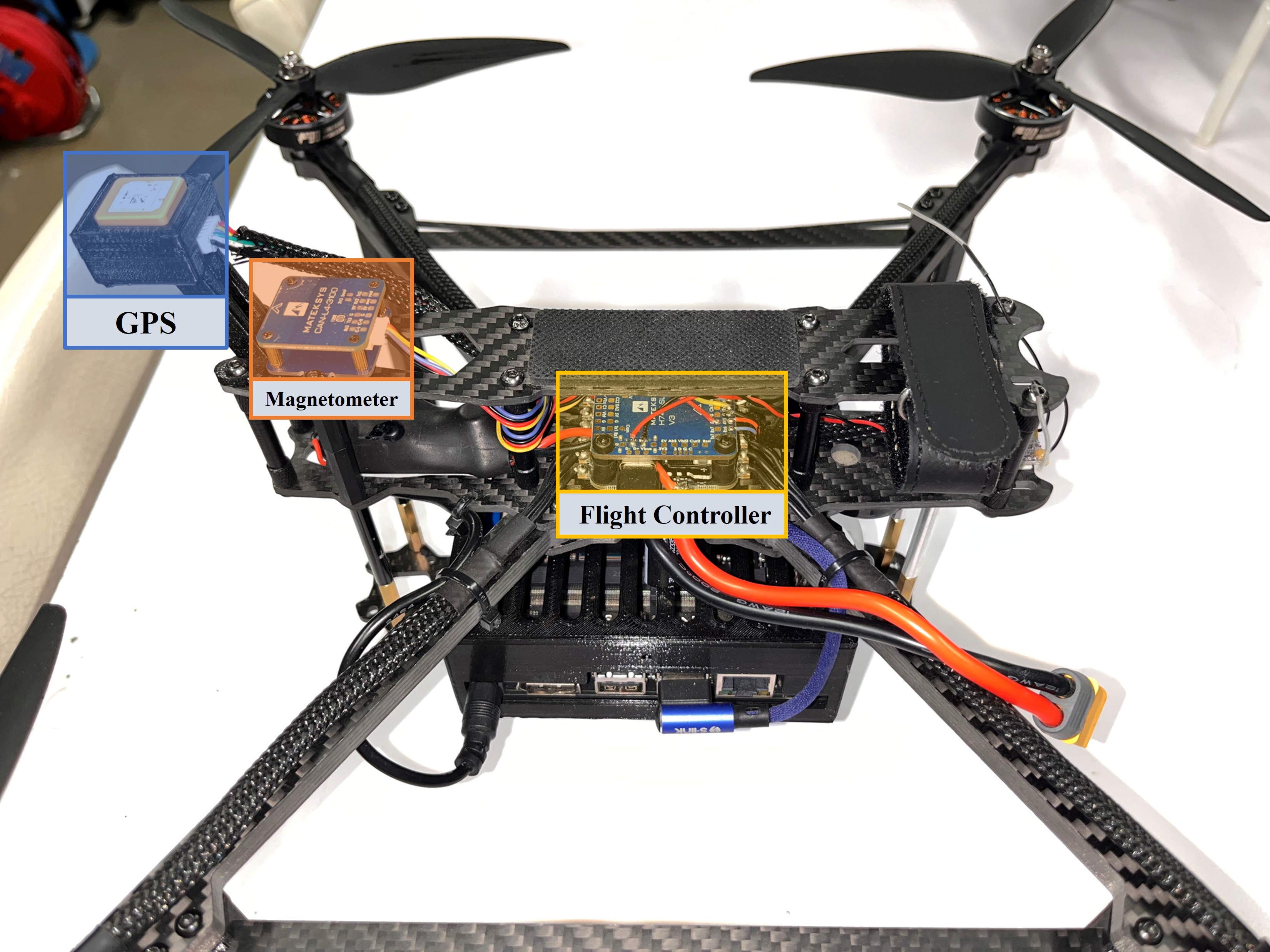 Custom quadrotor platform, body view