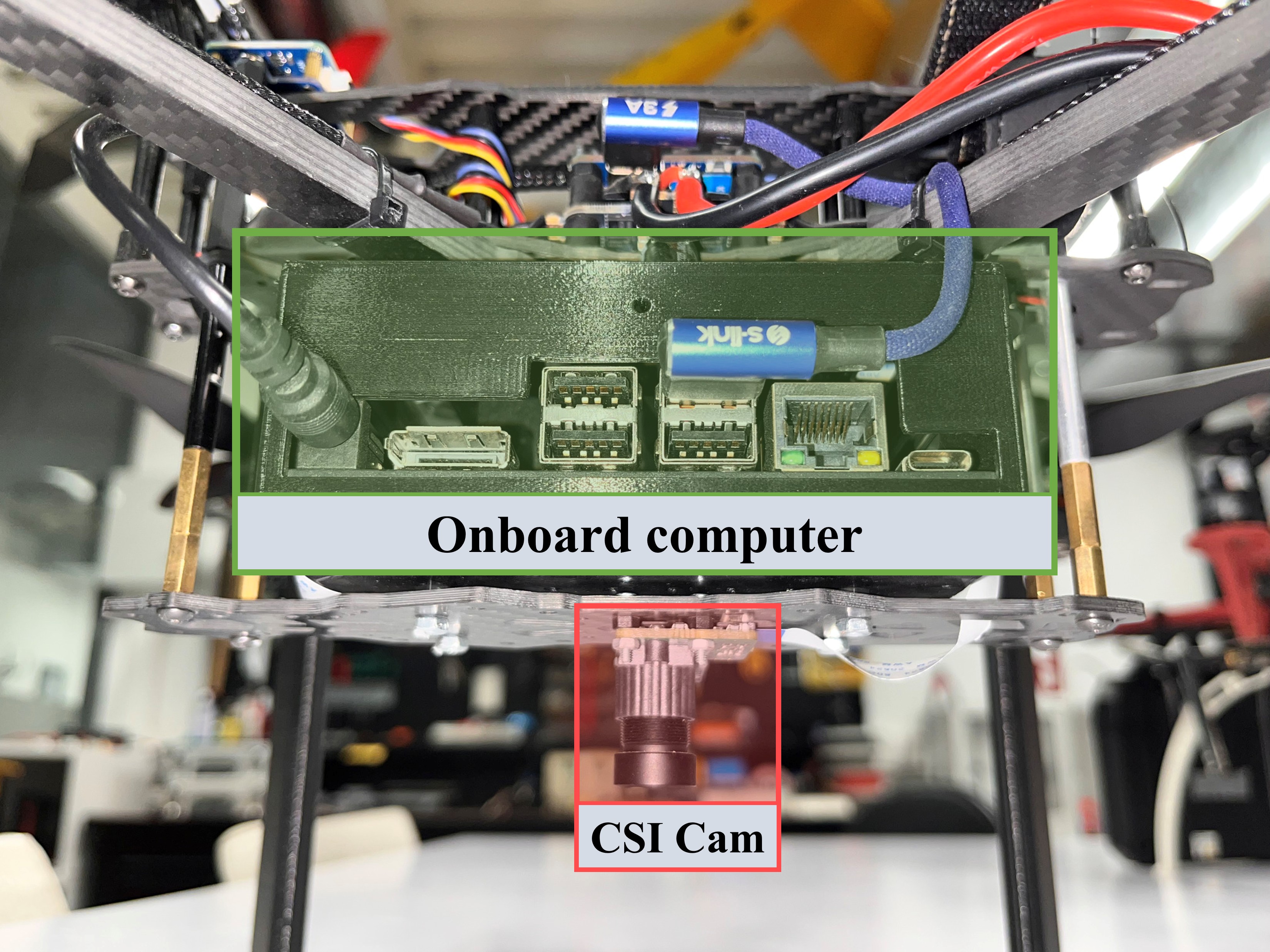 Downward-facing fisheye camera module and onboard computer